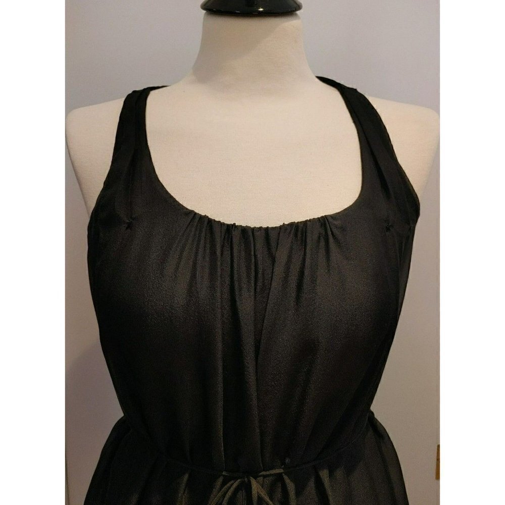 Elie Tahari Sleeveless Black Waterfall Silk Dress with Flowy Silhouette Belt XS - Picture 6 of 7